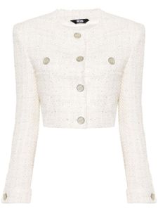 GCDS veste en tweed à coupe crop - Blanc