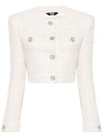 GCDS veste en tweed à coupe crop - Blanc