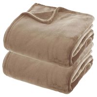 Fleece dekens/fleeceplaids - 2x - beige - 180 x 230 cm - polyester - bankdeken - thumbnail