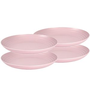 Set van 8x stuks rond kunststof borden oud roze 25 cm