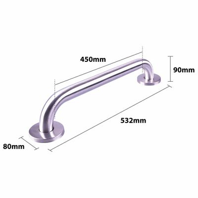 Handgreep RVS met geborstelde afwerking | Lengte: 53 cm | Wandbeugels | Schroefmontage | Geschikt voor bad, douche en toilet