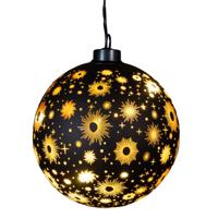 Verlichte bal/kerstbal - zwart kosmos D15 cm -bewegend licht- warm wit - thumbnail