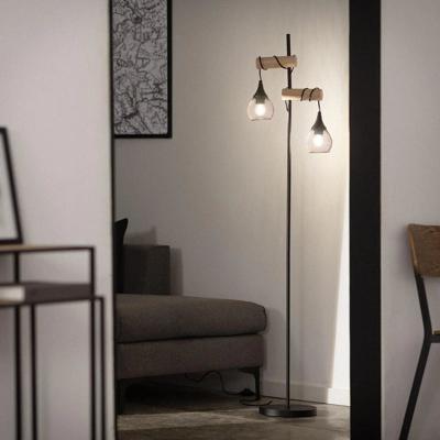 Vloerlamp zwart &apos;Mona&apos; hout e27 fitting modern 164cm