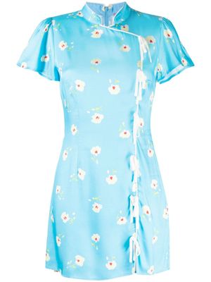 Kitri robe courte à fleurs - Bleu