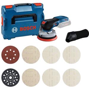 Bosch Blauw GEX 18V-125 Professional | Accu-excenterschuurmachine | 18V Zonder Accu&apos;s & Lader + M480 Starterset | In L-Boxx - 0615A5004H