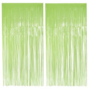 Folie deurgordijn/feestgordijn - 2x - neon fluor groen - 100 x 200 cm - Versiering/feestartikelen