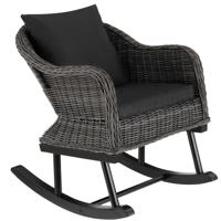 tectake® - Wicker schommelstoel Rovigo met voetenbank Vibo - grijs - thumbnail