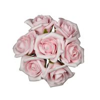 Decoratie roosjes foam - bosje van 7 st - lichtroze - Dia 6 cm - hobby/DIY bloemetjes   - - thumbnail