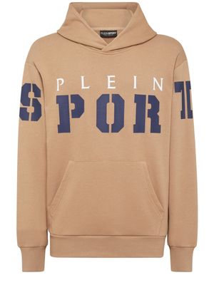 Plein Sport hoodie en coton à logo imprimé - Marron