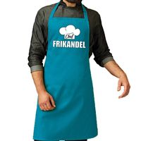 Chef frikandel schort / keukenschort turquoise heren - thumbnail