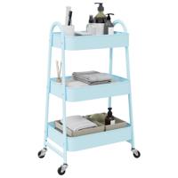 Opbergtrolley 3-laags 42x41,5x77 cm staal blauw