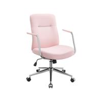 Bureaustoel met rugleuning en gebogen zitting, Pastelroze Bureaustoel met rugleuning en gebogen zitting, Pastelroze