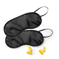 2x Travel set zwart maskers met oordoppen - Slaapmaskers - thumbnail