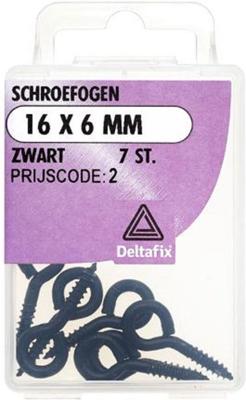 Schroefogen 16x6mm zwart 7st - Deltafix