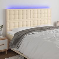 Hoofdbord LED 200x5x118/128 cm stof crèmekleurig