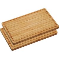 2x Rechthoekige dikke bamboe houten snijplanken 27 x 45 cm - Snijplanken - thumbnail