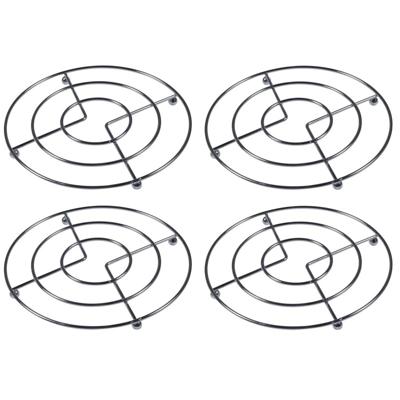 Pannen onderzetters - 2x - chroom metaal - Dia 17 cm - op kleine voetjes