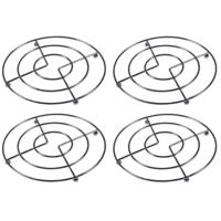Pannen onderzetters - 2x - chroom metaal - Dia 17 cm - op kleine voetjes