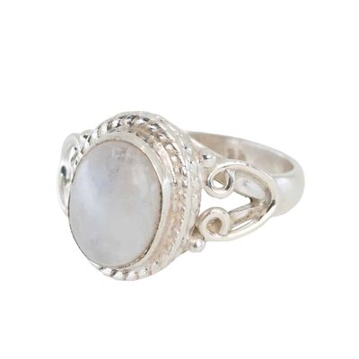 Edelsteen Ring Maansteen 925 Zilver "Vesora" (Maat 19)