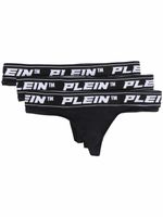 Philipp Plein lot de 3 strings à bande logo - Noir