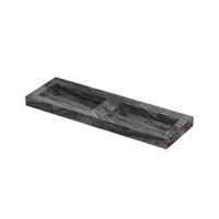 INK Pitch Wastafel keramische slab bak dubbel met drain en front en side skirts zonder kraangaten 140x45x9 Venice brown glossy