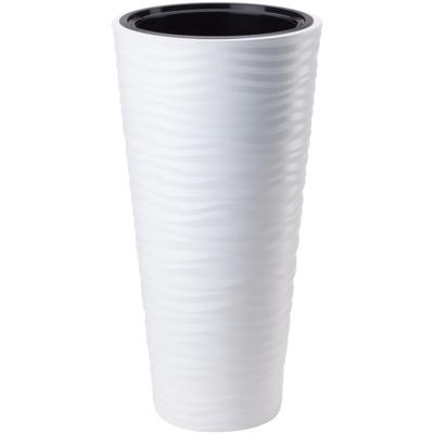 Form Plastic Plantenpot/bloempot Sahara Round - kunststof - wit - D35 x H69 cm - met binnenpot