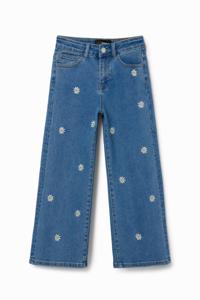 Wide leg jeans madeliefjes - BLUE - 7/8