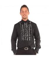 Ruffled Shirt Black with White Ruffles-M | 29% korting