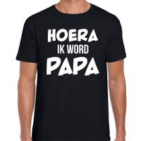 Hoera ik word papa t-shirt zwart voor heren - papa te be cadeau shirt