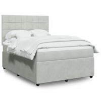 Boxspring met matras fluweel lichtgrijs 140x190 cm