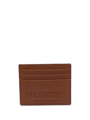 Valentino Garavani porte-cartes à logo embossé - Marron