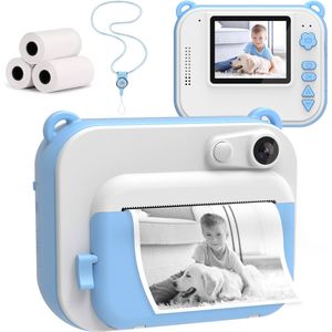 Silvergear Kindercamera - Mobiele Fotoprinter - 4 Games - MP3 - Blauw