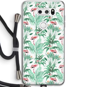 Flamingo bladeren: LG V30 Transparant Hoesje met koord