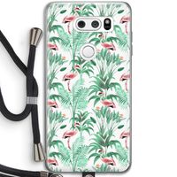 Flamingo bladeren: LG V30 Transparant Hoesje met koord