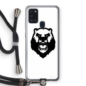 Angry Bear (white): Samsung Galaxy A21s Transparant Hoesje met koord