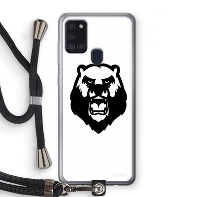 Angry Bear (white): Samsung Galaxy A21s Transparant Hoesje met koord
