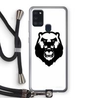 Angry Bear (white): Samsung Galaxy A21s Transparant Hoesje met koord