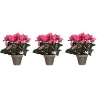 Voordeelset van 4x stuks roze cyclaam kunstplanten 30 cm in grijze pot