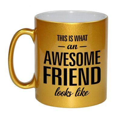 Awesome friend cadeau mok / beker goud voor vriend of vriendin 330 ml Awesome friend cadeau mok / beker goud voor vriend of vriendin 330 ml