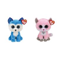 Ty - Knuffel - Beanie Boo's - Prince Husky & Fiona Pink Cat