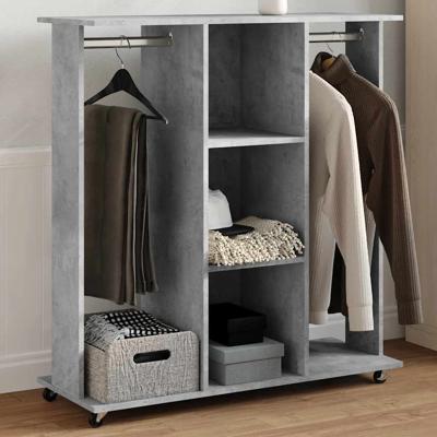 VidaXL Kledingkast met wielen 102x38x110 cm bewerkt hout betongrijs