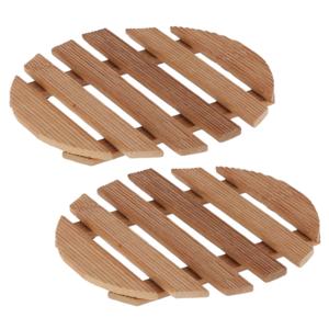 Pannenonderzetter - Set van 4x stuks - rond - 15 x 15 cm - hout - onderzetter - treefje