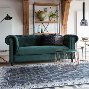 Dutchbone Bank 'Chester' Velvet, kleur Donkergroen