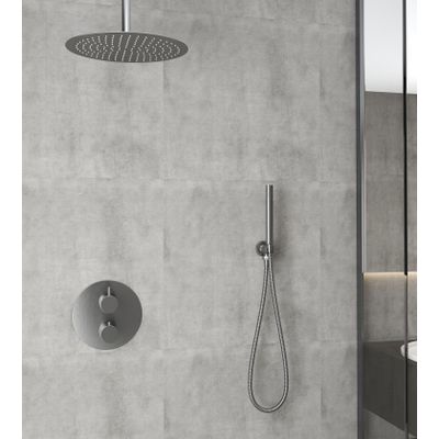 Regendouche set SaniClear Iron | Inbouw | 20 cm | Thermostaatkraan | 2-weg | Rond | Verouderd ijzer - Gunmetal