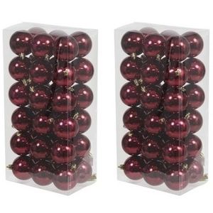 72x Bordeaux rode kerstballen 6 cm kunststof glans