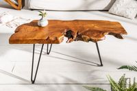 Massieve salontafel WILD 100cm teak massief houten boomschijf haarspeldpoten - 38797 - thumbnail