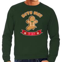 Foute Kersttrui/sweater voor heren - Gingerbread koekemannetje - groen - Bite Me