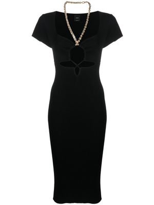 PINKO robe mi-longue à bretelles en chaîne - Noir