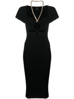 PINKO robe mi-longue à bretelles en chaîne - Noir