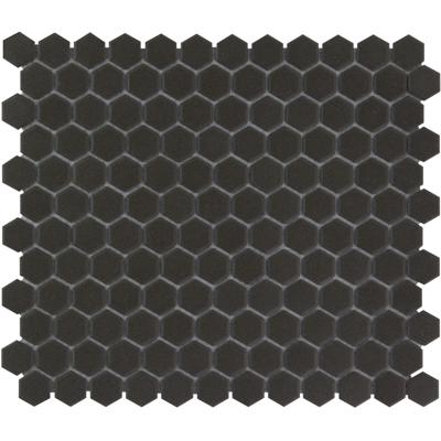 The Mosaic Factory London Mozaiek Tegel Hexagon - Zwart Porselein Ongeglazuurd, R11 260x300 mm